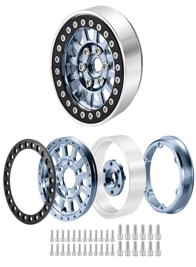 RCHUBAM 1.9" Beadlock Wheels SCX10 Aluminum 1.9 Beadlock Wheels Rims HxW 56.5 * 30mm Compatible with 1:10 RC Crawler Axial SCX10 TRX4 TRX6 SCX10 90046 Upgrades (Titanium + Black) - Image 2